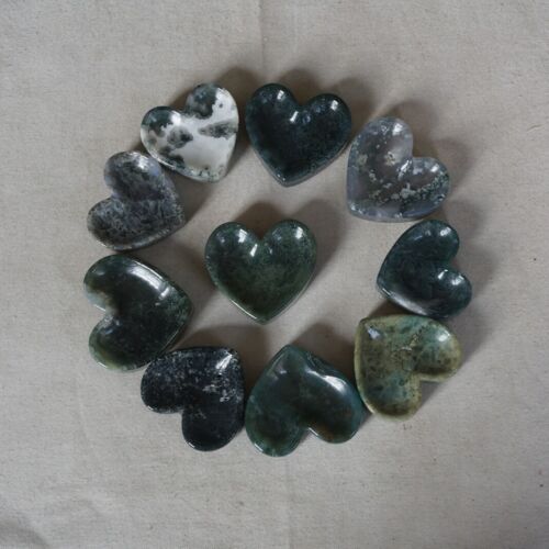 1KG 2.2LB 17Pcs Natural Moss Agate Carnelian Quartz Crystal Heart Palm Bowl Healing