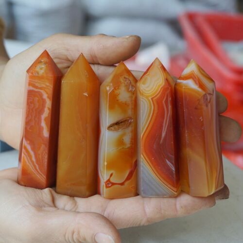 4.4LB 2KG 22Pcs Natural Red Carnelian Agate Crystal Point Tower Polished Healing