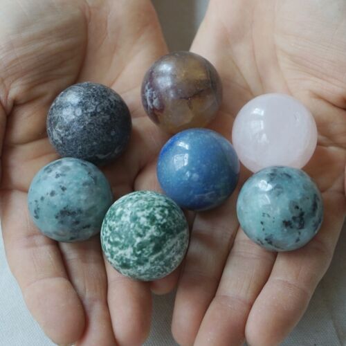 2Kg 4.4LB 54Pcs Natural Quartz Crystal Jasper Sphere Ball Mixed Stone Tumble Healing 3cm