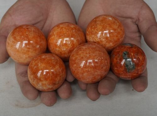 2KG 4.4LB 8-9Pcs Natural Sunstone Quartz Crystal Sphere Ball Polished Healing Brazil