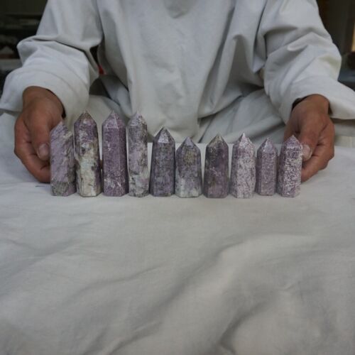 2KG 20Pcs 4.4LB Natural Purple Mica Lepidolite Crystal Point Tower Healing Africa .