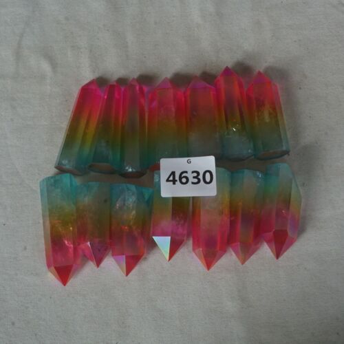 1KG 2.2LB 14Pcs Rainbow Aqua Aura Clear Quartz Crystal Point Tower Titanium Coating