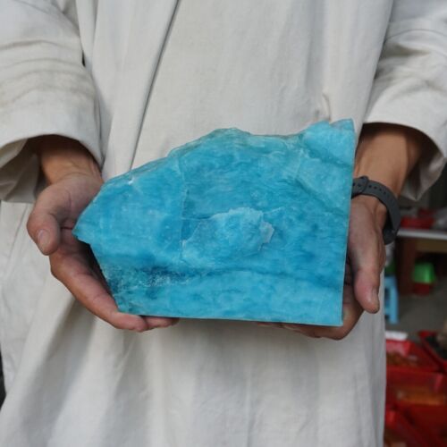 6.1kg 13.5LB 8.5" Rare Blue Lazulite Gem Quartz Crystal Cut from Rough Stones Tibet