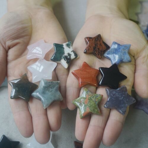 2KG 234Pcs 4.4LB Natural Quartz Crystal Jasper Pentagram Stars Mixed Stone Healing 3cm