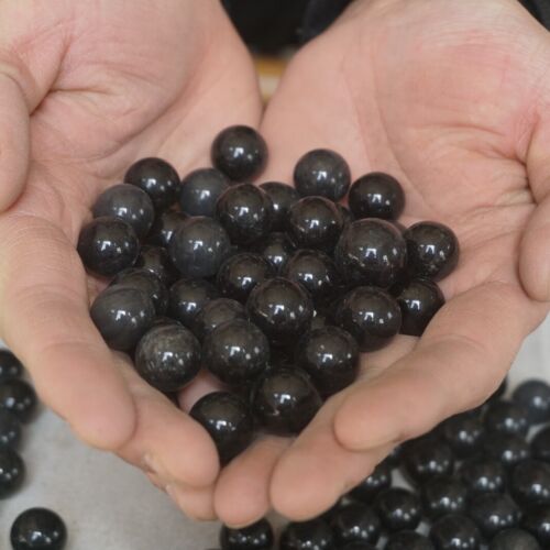 1KG 250Pcs Tiny Natural Cat Eye Obsidian Crystal Sphere Ball Healing 13-16mm