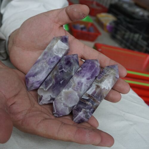 20Pcs 2.16kg Natural Purple Phantom Chevron Amethyst Quartz Crystal Double Points Wand Healing