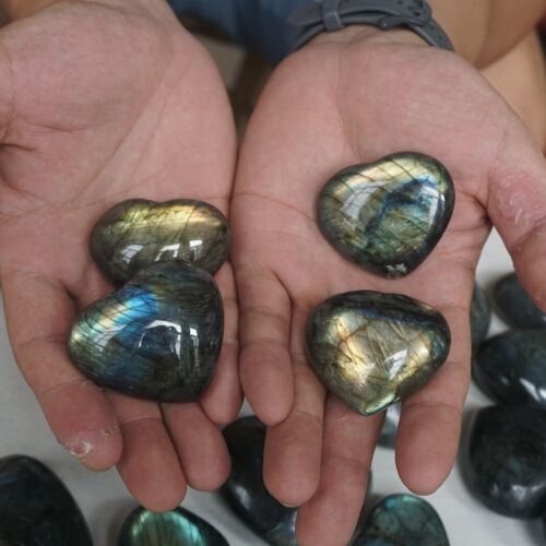 5KG 11LB 58Pcs Natural Rainbow Labradorite Crystal Gem Stone Heart Healing Wholesale