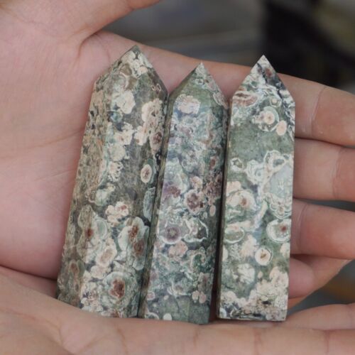 2KG 4.4LB 30Pcs Natural Green Sakura Jasper Crystal Point Tower Healing Russia Bulk