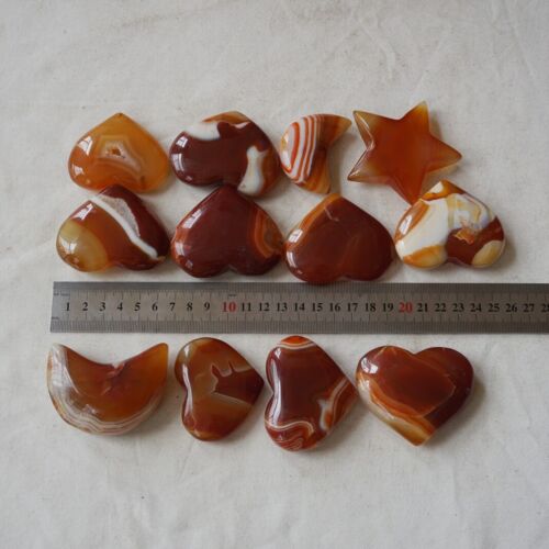 4.4LB 2KG 24Pcs Red Sardonyx Carnelian Agate Crystal Heart Star Moon Heart Healing