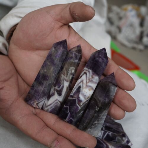 28Pcs 2kg 4.4LB Natural Phantom Chevron Amethyst Quartz Crystal Point Tower Healing