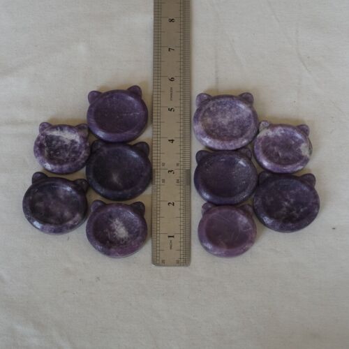 20Pcs 1.1KG 2.4LB Purple Mica Lepidolite Quartz Crystal Decompression Thumb Bowl Bulk