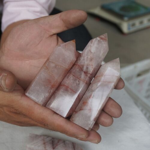 2kg 4.4LB 12Pcs Natural Red Hematoid Quartz Crystal Gem Stone Point Tower Healing