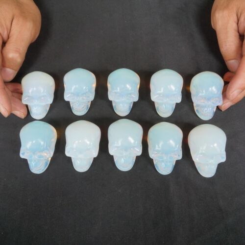 20Pcs 1.5KG 3.2LB White Opal Opalite Quartz Crystal Skull Head Carving Healing Bulk