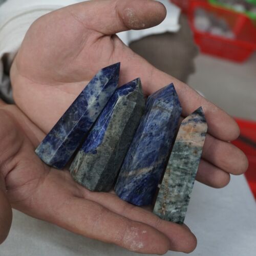 2kg 4.4LB 24Pcs Natural Blue Sodalite Crystal Point Tower Obelisk Polished Healing