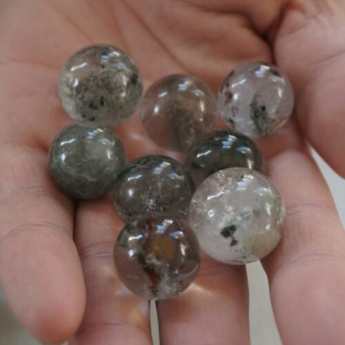 100 Pieces 1.1kg Natural Phantom Ghost Clear Quartz Crystal Sphere Ball Healing 17-22mm