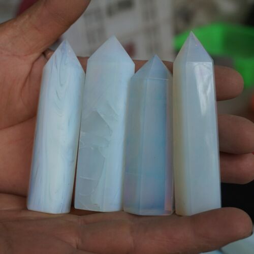 9LB 60Pcs White Manmade Opal Crystal Gem Stone Point Tower Healing Angel Skin