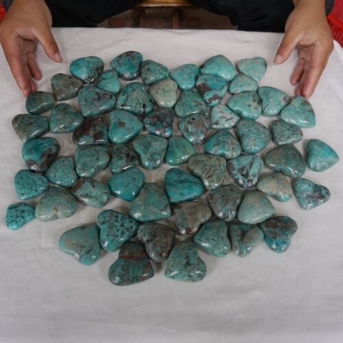 5KG 11LB 58Pcs Natural Green Amazonite Quartz Crystal Heart Palm stone Healing