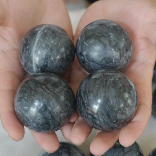 5kg 11LB 25Pcs Natural Black Flower of Fog Jasper Quartz Crystal Sphere Ball Healing