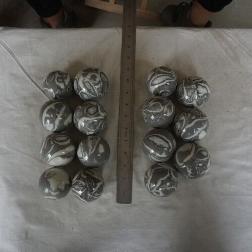 6kg 13LB 15Pcs Natural Shell Stone Thousand Eye Jasper Crystal Sphere Ball Healing