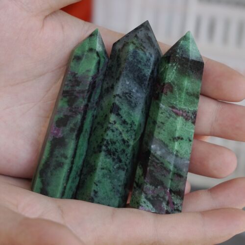 2kg 4.4LB 20Pcs Natural Green Ruby Zoisite Gem Stone Crystal Point Tower Healing