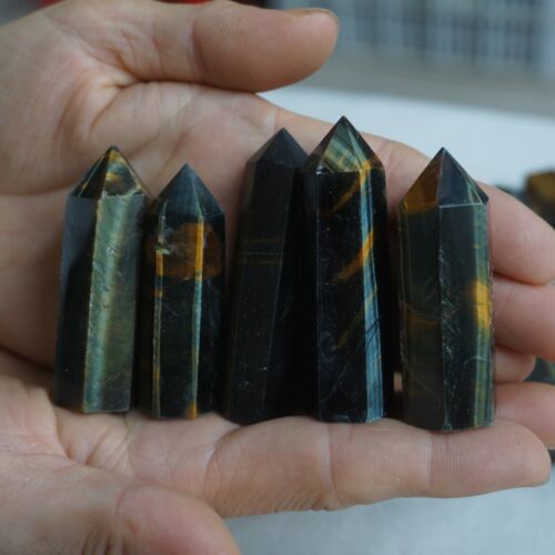 2KG 4.4LB 78Pcs Smaller Natural Blue Yellow Tiger Eye Quartz Crystal Point Tower Healing