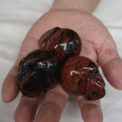 20Pcs 3.4LB Natural Mahogany Obsidian Quartz Crystal Skull Carving Head Healing