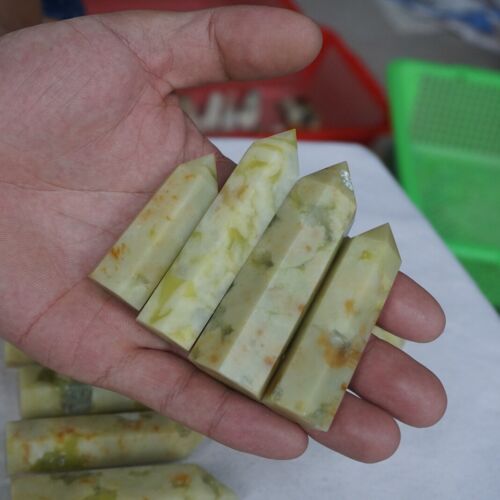 24 Pieces 2kg Natural Yellow Jade Crystal Tower Point Obelisk Polished Healing Wholesale Lot