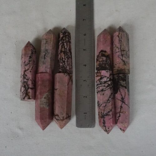 5kg 11LB 45Pcs Natural Rhodonite Quartz Crystal Point Tower Polished Healing Brazil Wholesale Lot