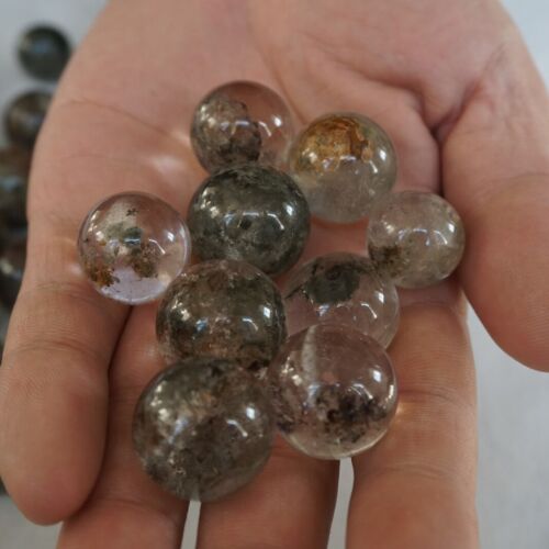 100 Pieces 1.1kg Natural Phantom Ghost Clear Quartz Crystal Sphere Ball Healing 17-22mm