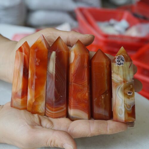 4.4LB 2KG 22Pcs Natural Red Carnelian Agate Crystal Point Tower Polished Healing