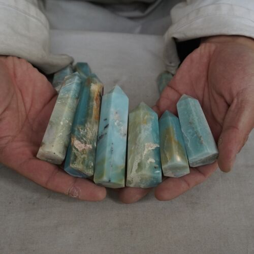 2kg 4.4LB 24Pcs Natural Blue Amazonite Quartz Crystal Points Tower Wand Healing