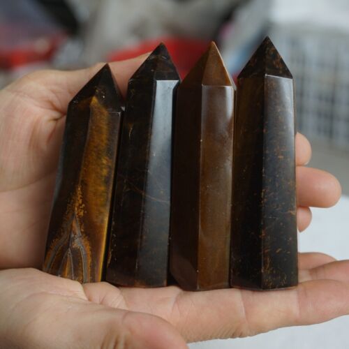 24Pcs 2KG 4.4LB Natural Yellow Tiger Eye Quartz Crystal Point Tower Polished Healing