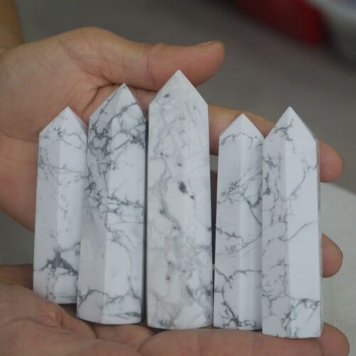 24Pcs 2KG 4.4LB Natural White Howlite Crystal Point Tower Obelisk Polished Healing