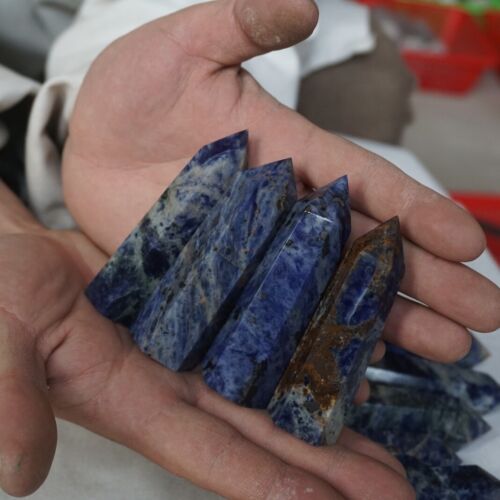 2kg 4.4LB 24Pcs Natural Blue Sodalite Crystal Point Tower Obelisk Polished Healing