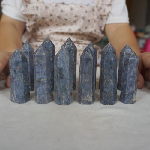 24Pcs 2KG,4.4LB Natural Blue Rose Quartz Crystal Point Tower Polished Healing Brazil