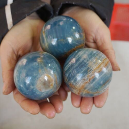 5KG 11LB 18Pcs Natural Blue Onyx Calcite Crystal Sphere Ball Energy Stone Healing Whloesales Lot