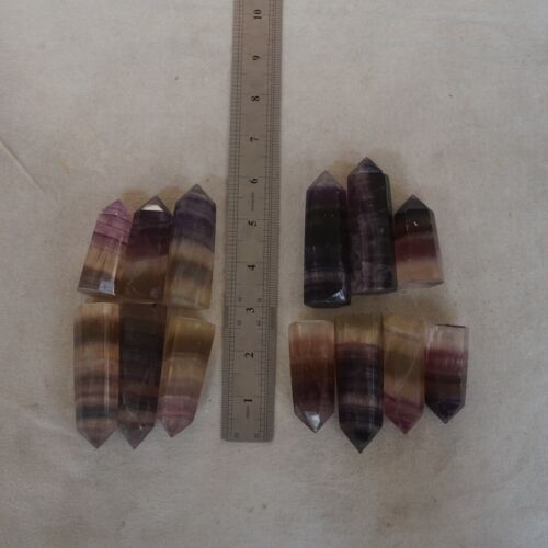 2kg 4.4LB 26Pcs Natural Rainbow Fluorite Quartz Crystal Point Tower Polished Healing