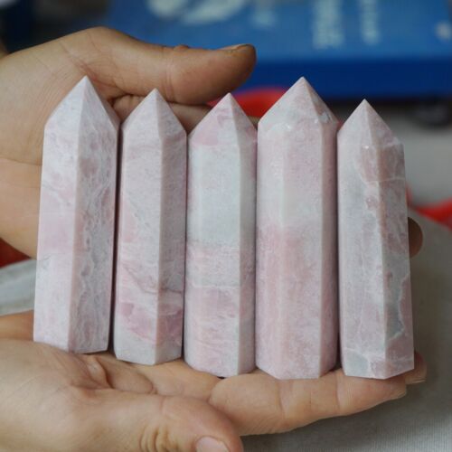 2KG 4.4LB 20Pcs Natural Pink Opal Crystal Gem Stone Point Tower Healing Angel Skin