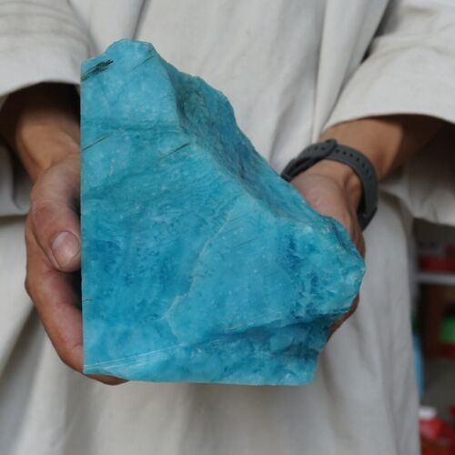 6.1kg 13.5LB 8.5" Rare Blue Lazulite Gem Quartz Crystal Cut from Rough Stones Tibet