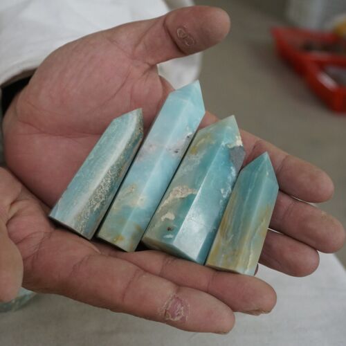 2kg 4.4LB 24Pcs Natural Blue Amazonite Quartz Crystal Points Tower Wand Healing