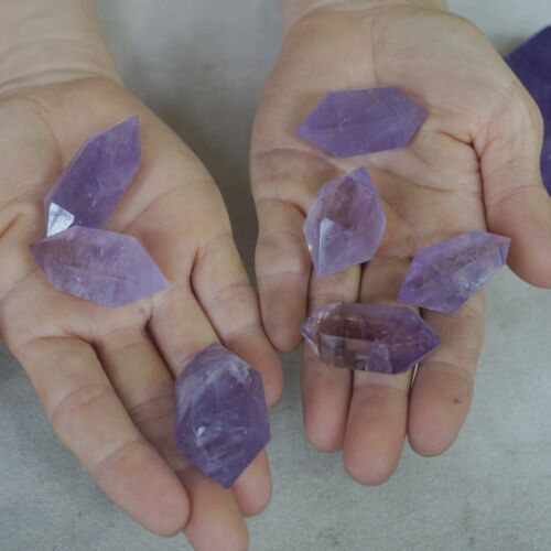 2KG 60Pcs 4.4LB Natural Purple Amethyst Quartz Crystal Double Point Wand Healing