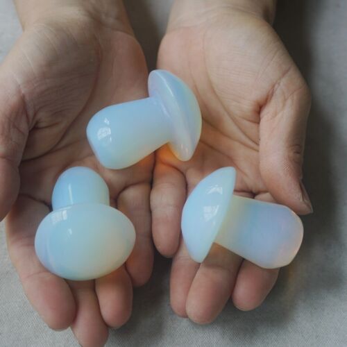 1.4KG 20Pcs 3LB White Opal Opalite Quartz Crystal Mushroom Carving Palm Healing 5cm