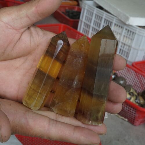 2KG 4.4LB 24Pcs Natural Yellow Fluorite Quartz Crystal Point Tower Healing Wholesale Price