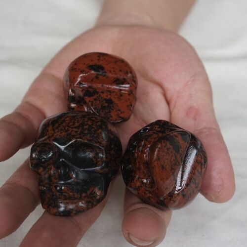 20Pcs 3.4LB Natural Mahogany Obsidian Quartz Crystal Skull Carving Head Healing