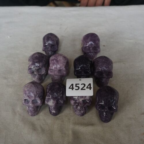 20Pcs 1.9KG 2" Natural Purple Mica Lepidolite Crystal Skull Carving Healing Africa Bulk