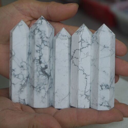 24Pcs 2KG 4.4LB Natural White Howlite Crystal Point Tower Obelisk Polished Healing