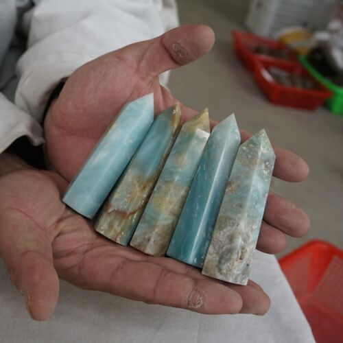 2kg 4.4LB 24Pcs Natural Blue Amazonite Quartz Crystal Points Tower Wand Healing