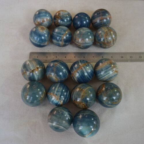 5KG 11LB 18Pcs Natural Blue Onyx Calcite Crystal Sphere Ball Energy Stone Healing Whloesales Lot