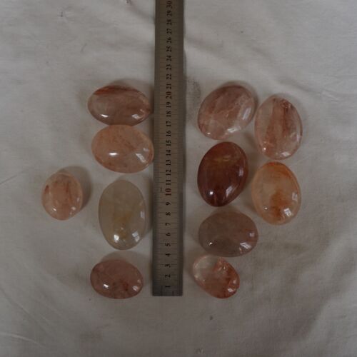 2KG 4.4LB 20Pieces Natural Red Hematoid Quartz Crystal Tumbled Palm Stones Healer Healing