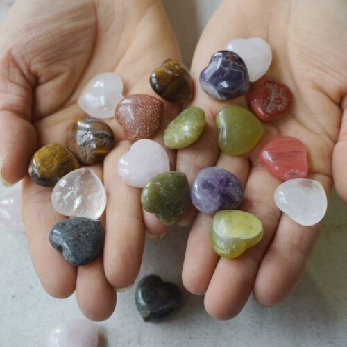 2Kg 4.4LB 360Pcs Tiny Natural Quartz Crystal Jasper Heart Mixed Stone Tumble Healing 2cm